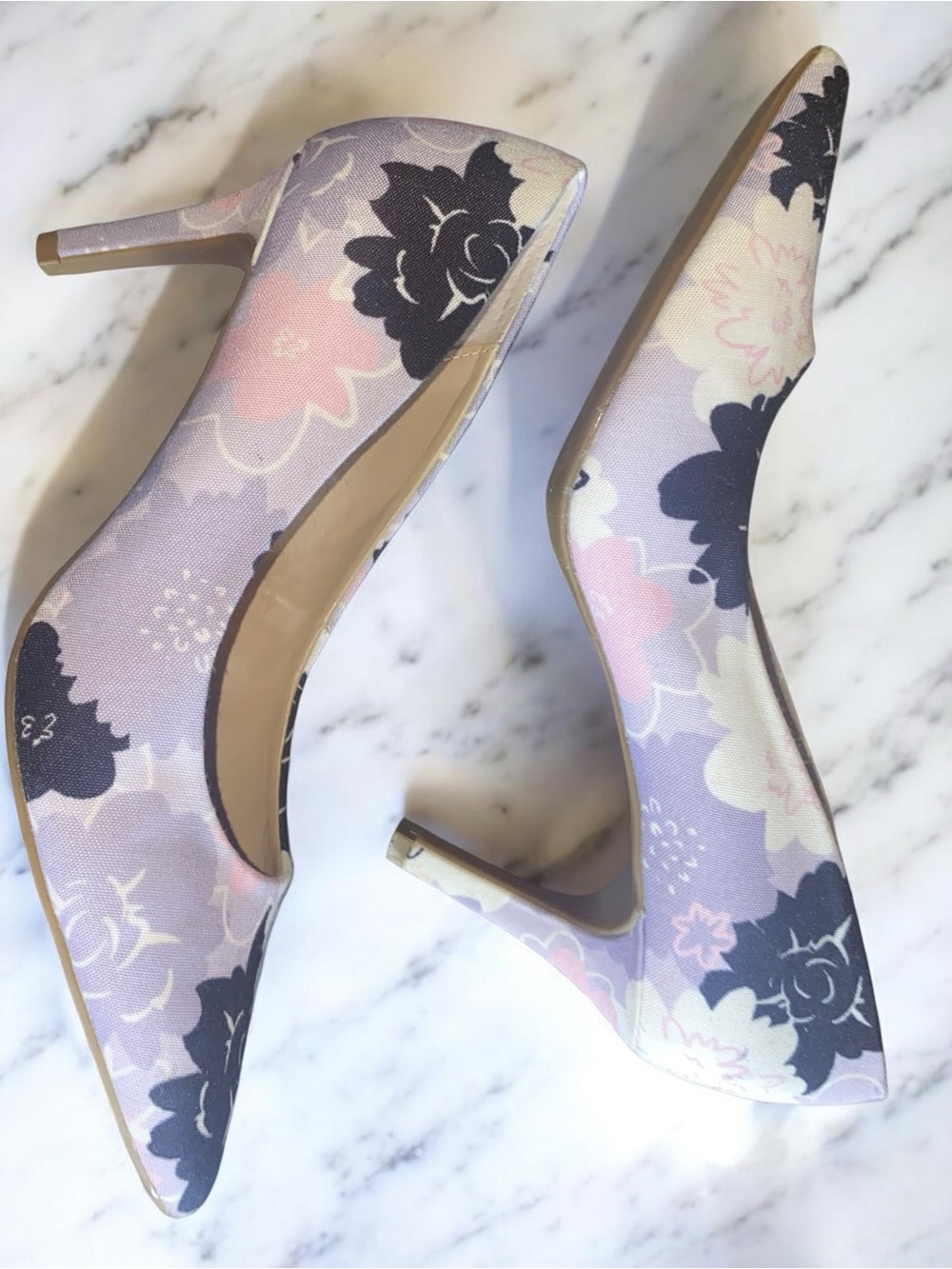 Alfani Step 'N Flex Jeules Pointed-Toe Pumps canvas floral upper sz 7